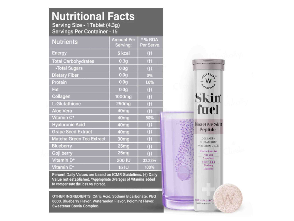 Wellbeing Nutrition Skin Fuel Tablet - Blueberry & Mint Flavour