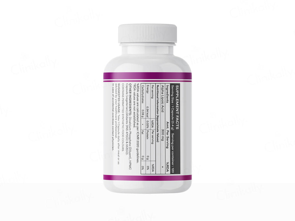 Inlife Alpha Lipoic Acid 300mg Antioxidant Nutraceutical Vegetarian Capsule