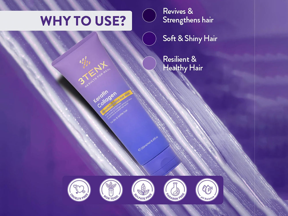 3Tenx Ultimate Revitalize Keratin Collagen Hair Mask For Dry & Brittle Hair