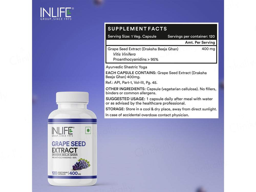 Inlife Grape Seed Extract 400mg Vegetarian Capsule