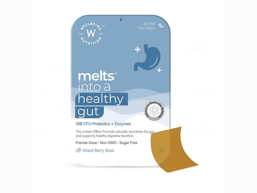 Wellbeing Nutrition Melts Into Healthy Gut Oral Strip - Mixed Berry Blast Flavour