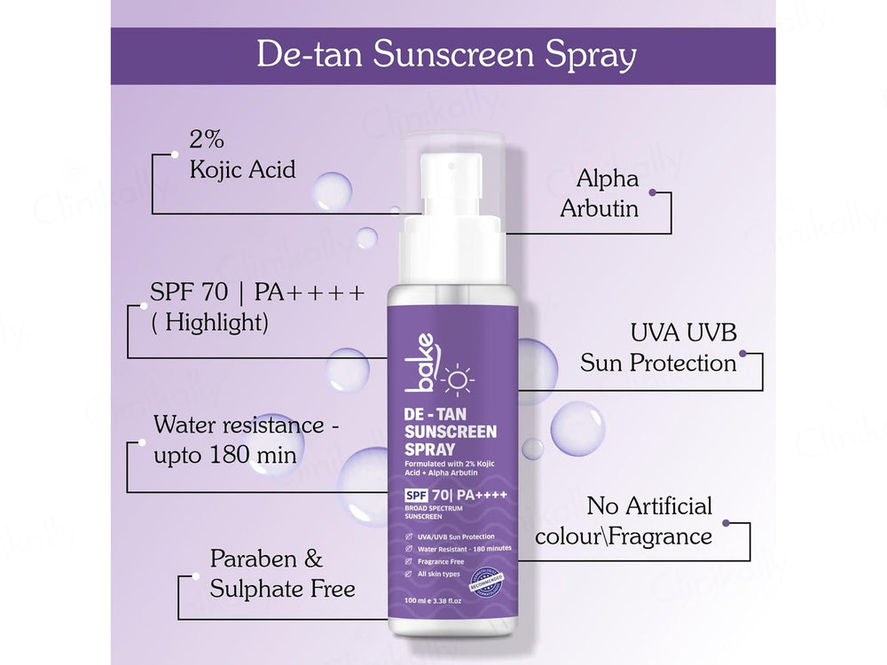 BAKE De-Tan Sunscreen Spray SPF 70 PA+++