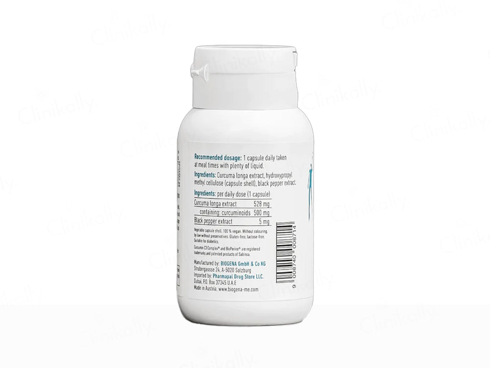 Biogena Curcuma 500 Curcumin C3 Complex & Bioperine Food Supplement Capsule