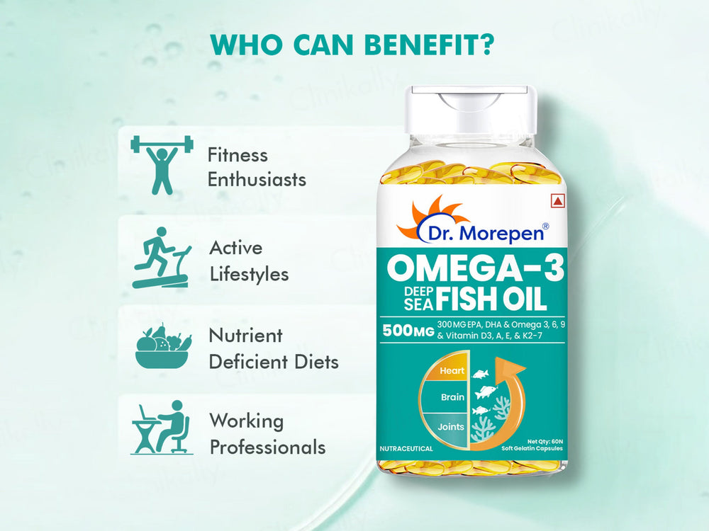 Dr. Morepen Omega-3 Deep Sea Fish Oil 500mg Soft Gelatin Capsule