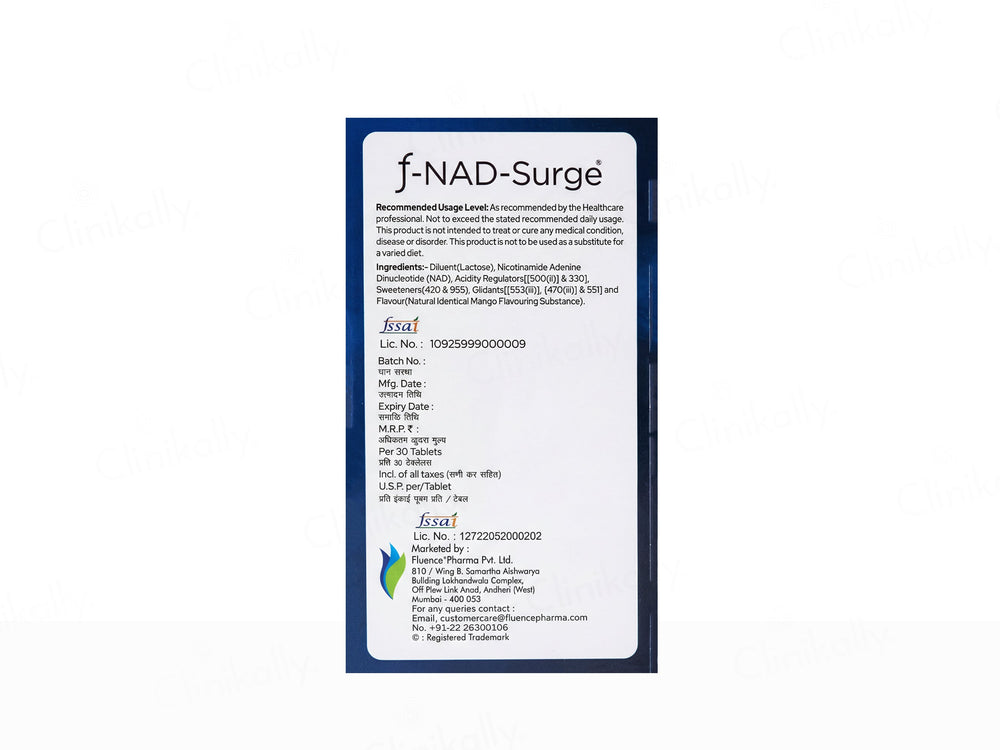 F-NAD-Surge 100mg Health Supplement Sublingual Tablet For Adults