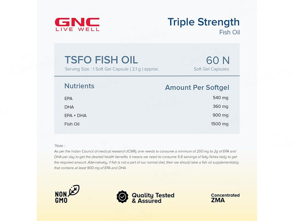 GNC Triple Strength Fish Oil Health Supplement Soft Gelatin Capsule