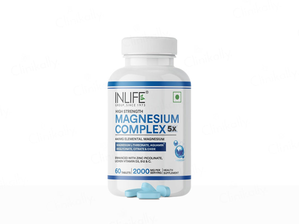 Inlife High Strength Magnesium Complex 5x 2000mg Health Supplement Veg Tablet