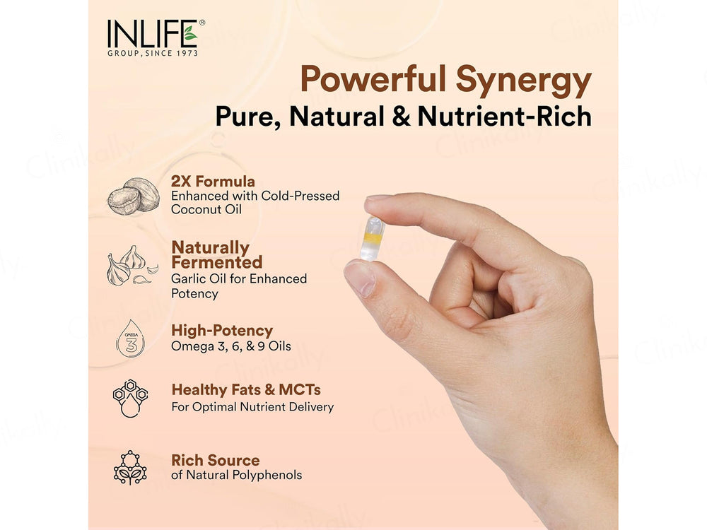 Inlife Natural Garlic Oil 0.5% Liquid Filled Veg Capsule