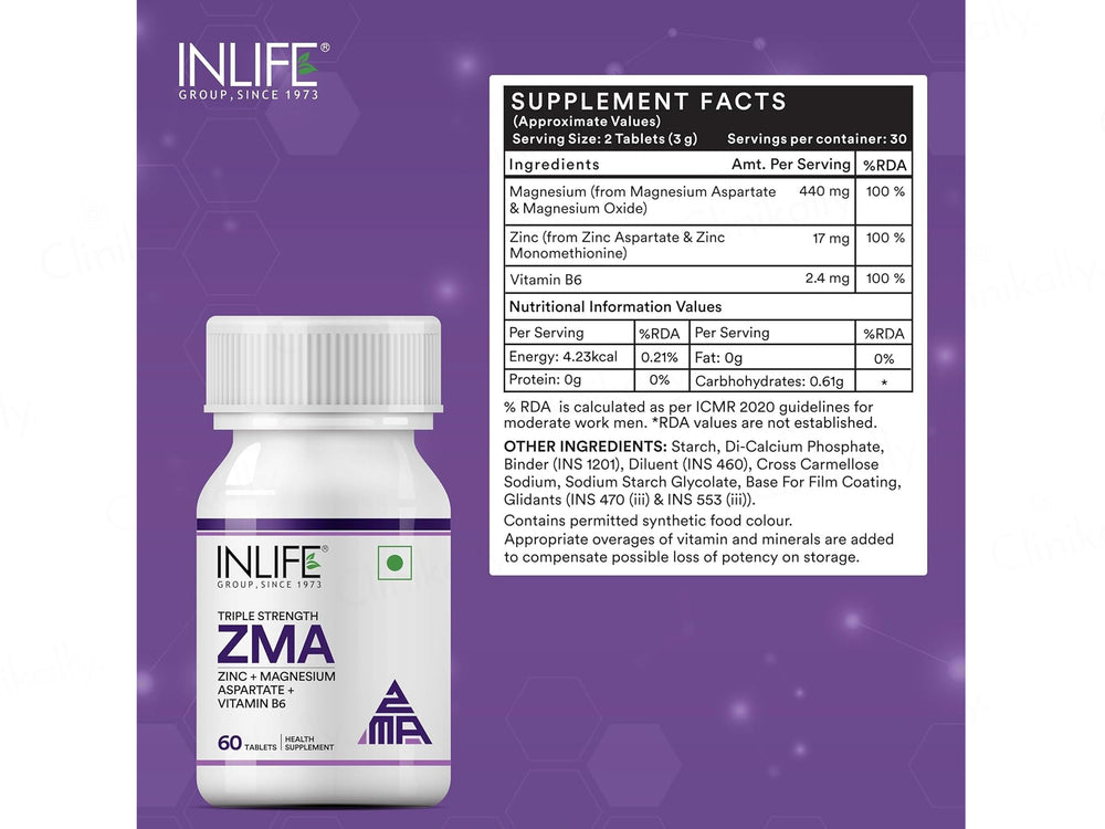 Inlife Triple Strength ZMA Health Supplement Tablet