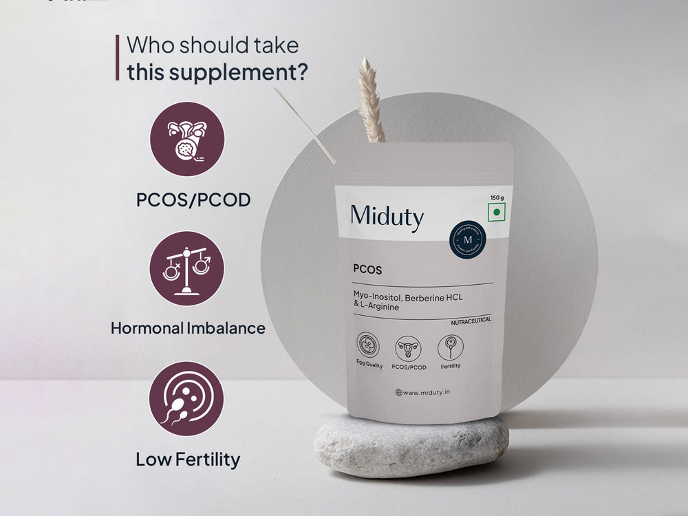 Miduty PCOS Myo-Inositol, Berberine HCl & L-Arginine Nutraceutical Powder