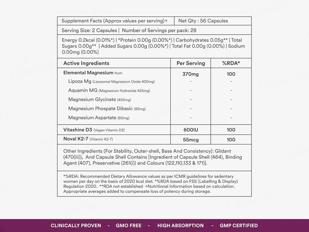 Origins Nutra Magnesium + D3 + K2 Health Supplement Capsule For Women