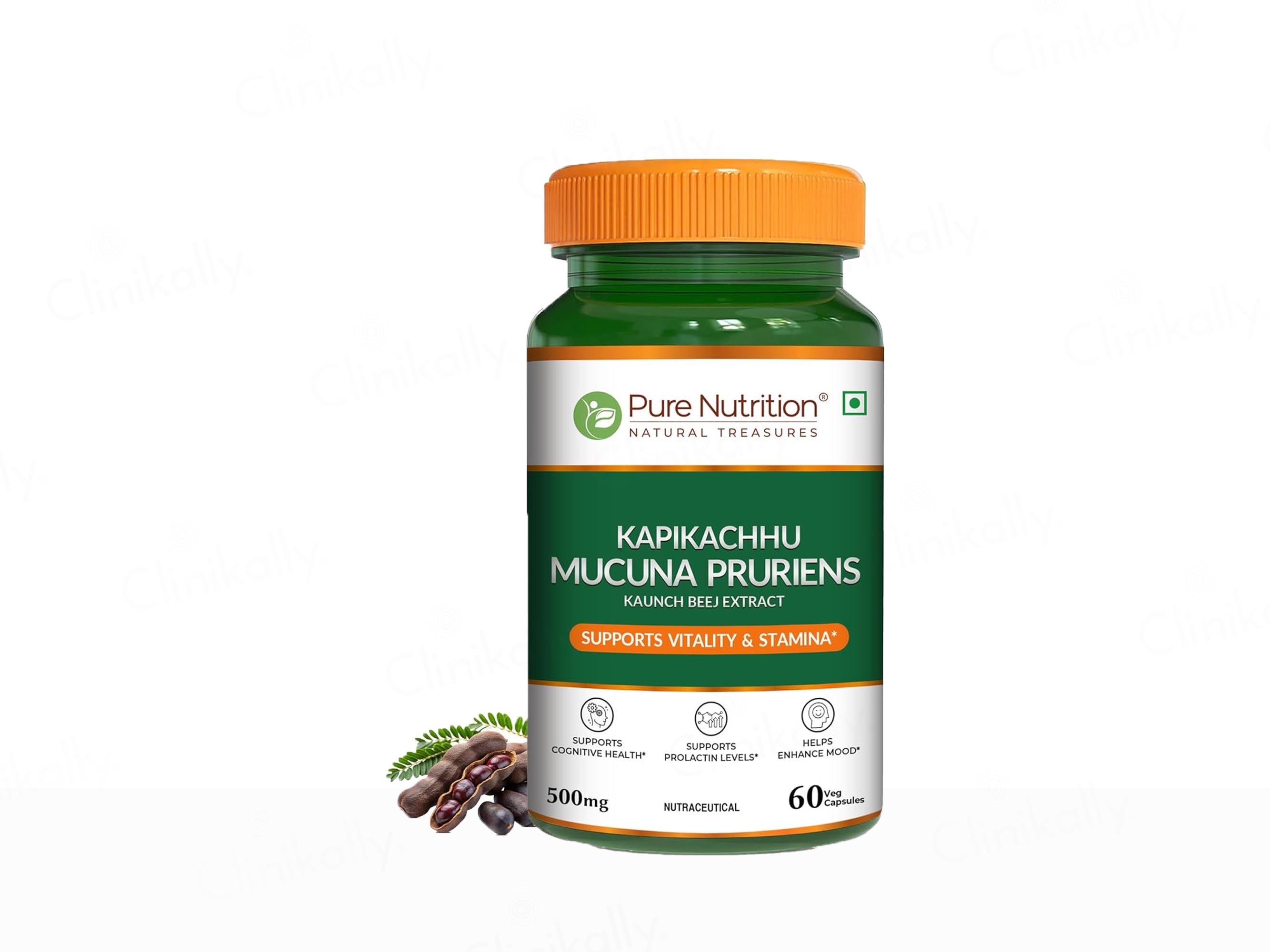 Pure Nutrition Kapikachhu Mucuna Pruriens 500mg Veg Capsule
