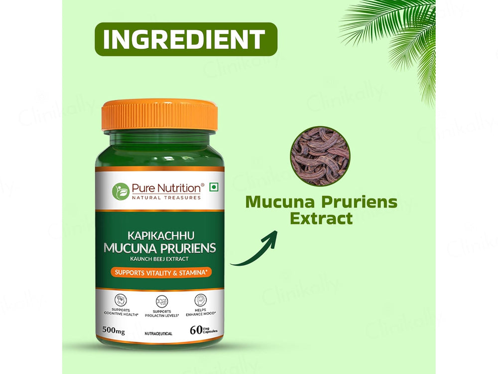 Pure Nutrition Kapikachhu Mucuna Pruriens 500mg Veg Capsule