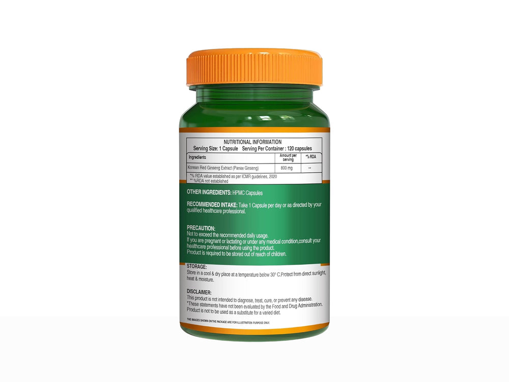 Pure Nutrition Korean Ginseng 800mg Veg Capsule
