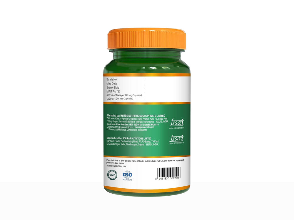 Pure Nutrition Korean Ginseng 800mg Veg Capsule