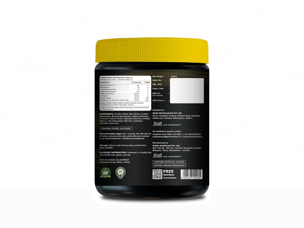 Pure Nutrition NXTShift Pre Workout Nutraceutical Powder - Pink Guava Flavour