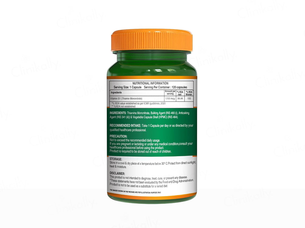 Pure Nutrition Vitamin B1 Thiamine Mononitrate 1700mcg Veg Capsule