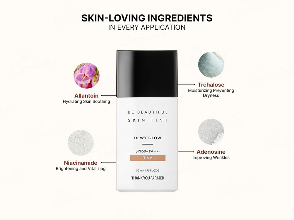 Thank You Farmer Be Beautiful Skin Tint Dewy Glow Moisturiser Sunscreen SPF 50 PA++++ (Tan)