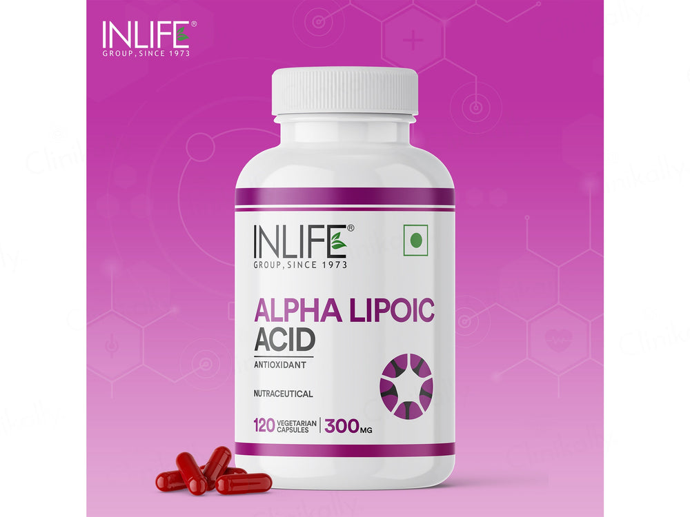 Inlife Alpha Lipoic Acid 300mg Antioxidant Nutraceutical Vegetarian Capsule