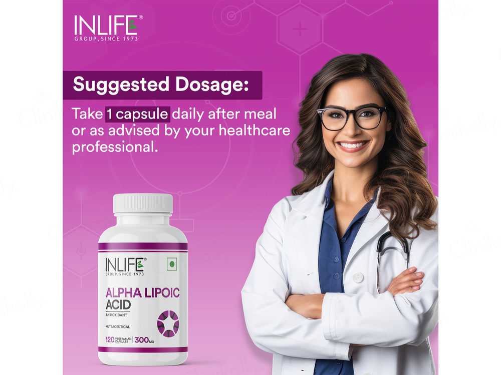 Inlife Alpha Lipoic Acid 300mg Antioxidant Nutraceutical Vegetarian Capsule
