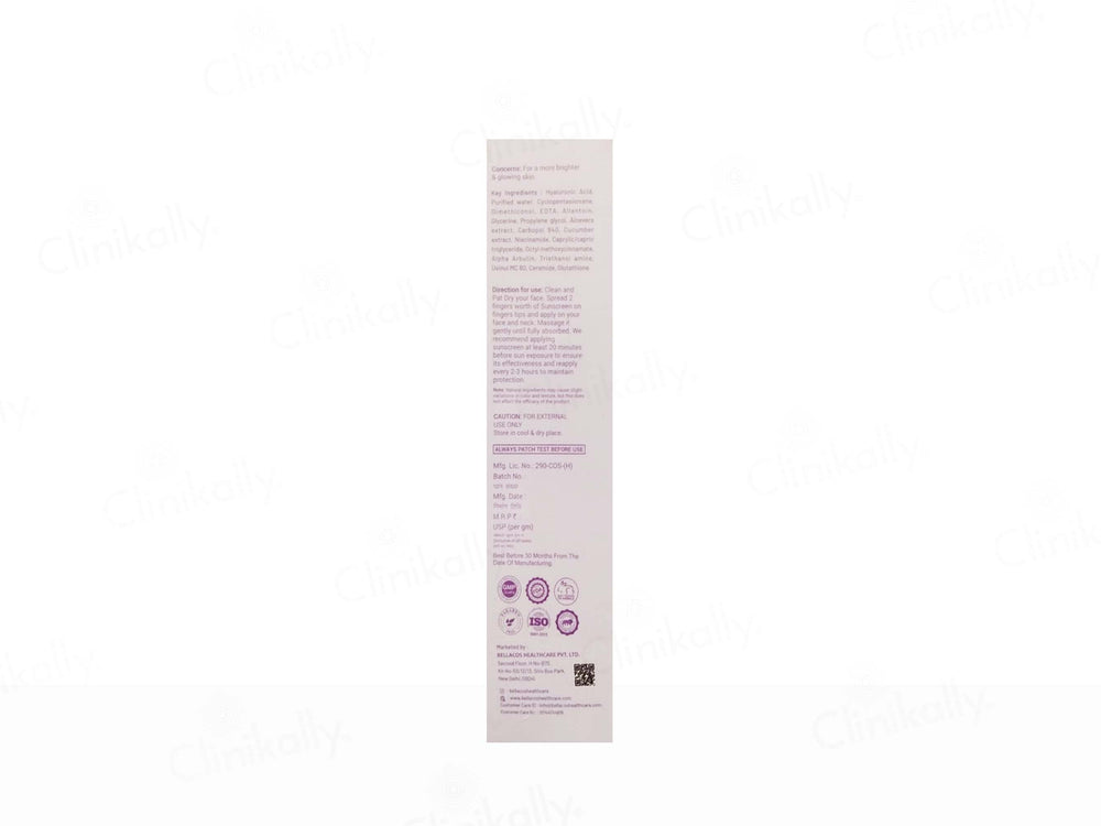 Bellacos Healthcare Bellarays Glutathione Sunscreen SPF 50 PA++++