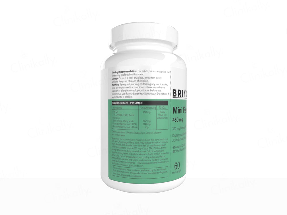 Briyo Mini Fish Oil 450 mg Dietary Supplement Softgel Capsule