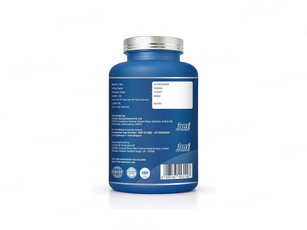 DeAge B-NMN 1000mg Health Supplement Veg Capsule