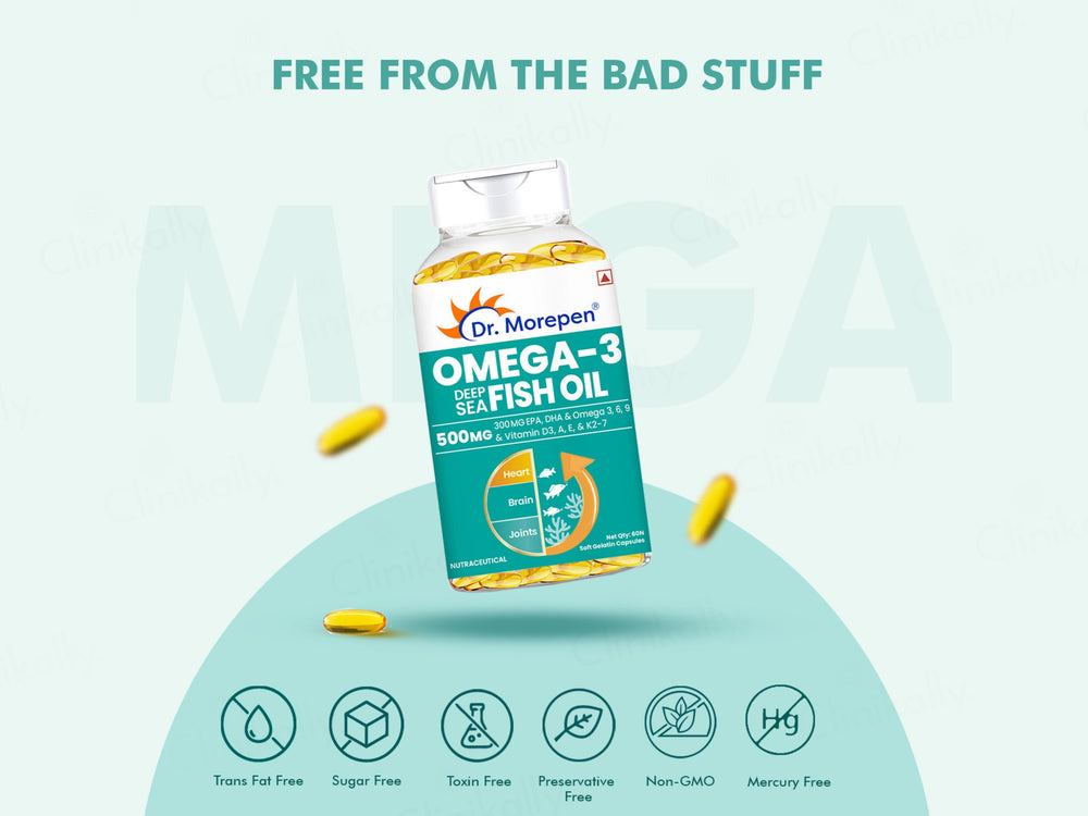 Dr. Morepen Omega-3 Deep Sea Fish Oil 500mg Soft Gelatin Capsule