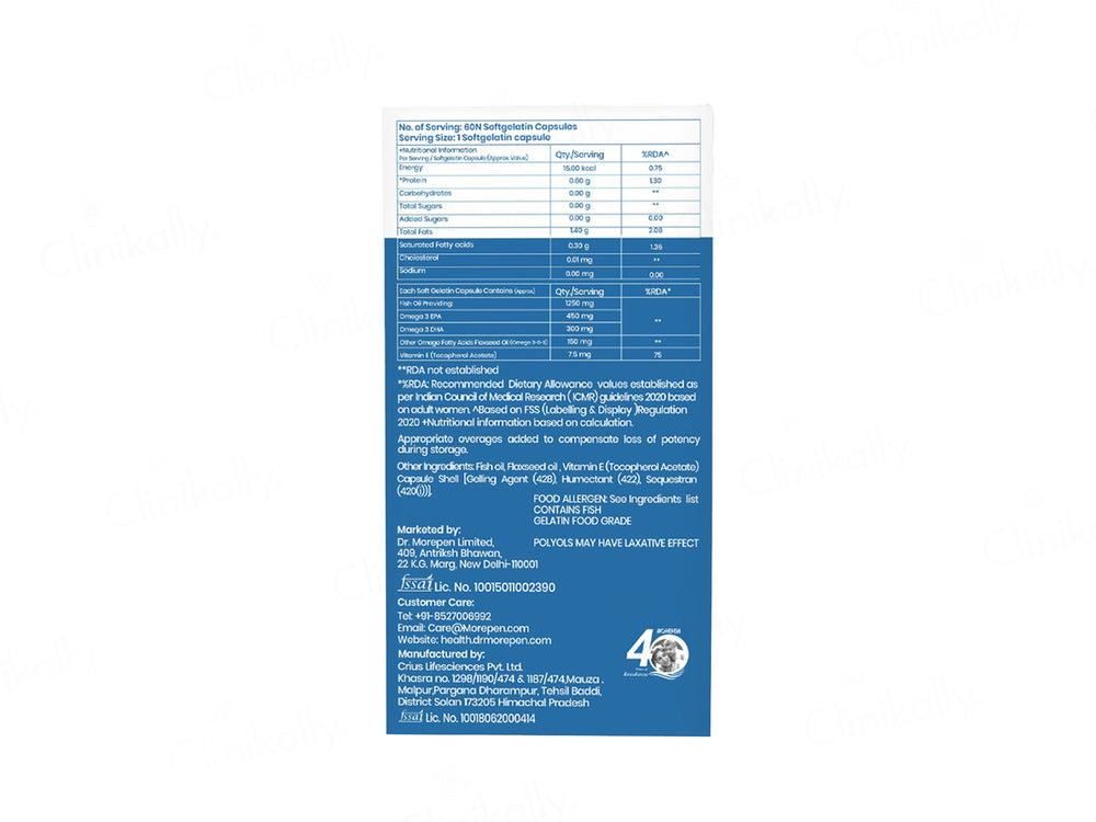 Dr. Morepen Omega-3 Deep Sea Fish Oil Triple Strength Soft Gelatin Capsule