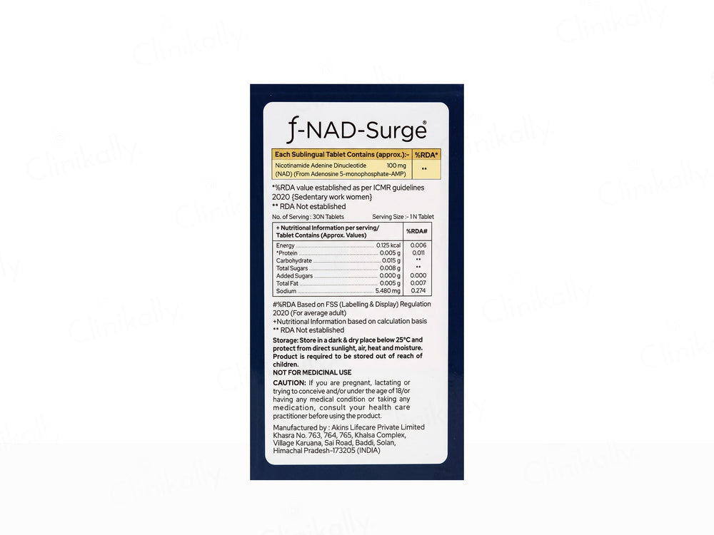 F-NAD-Surge 100mg Health Supplement Sublingual Tablet For Adults