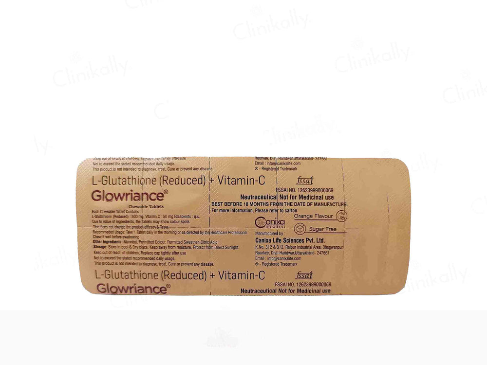 Glowriance Chewable Tablet Orange Flavour Sugar Free