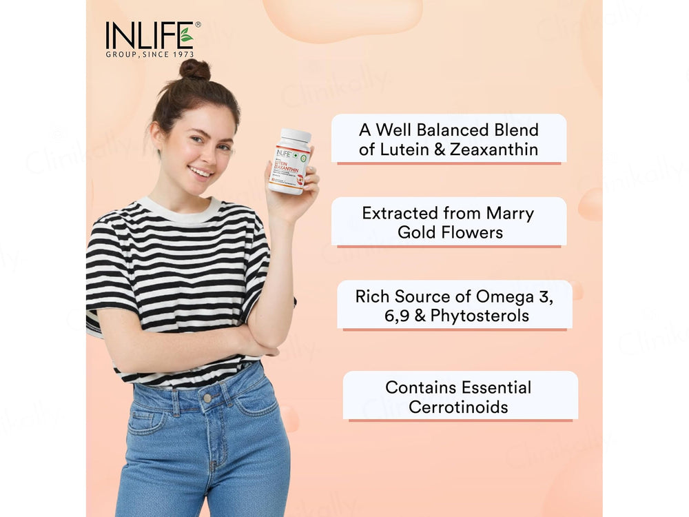Inlife Natural Lutein Zeaxanthin Eye Health Liquid Filled Veg Capsule