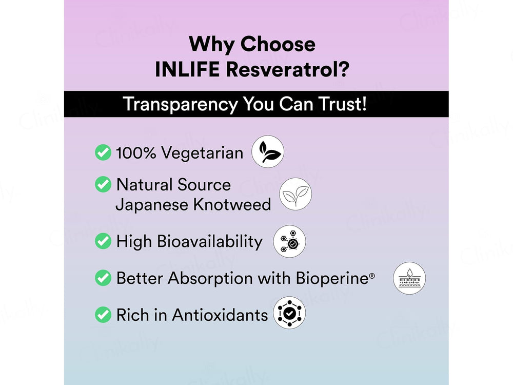 Inlife Natural Resveratrol Japanese Knotweed 750mg Nutraceutical Veg Capsule