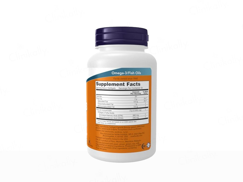 Now Foods Omega-3 Fish Oil Dietary Supplement Softgel