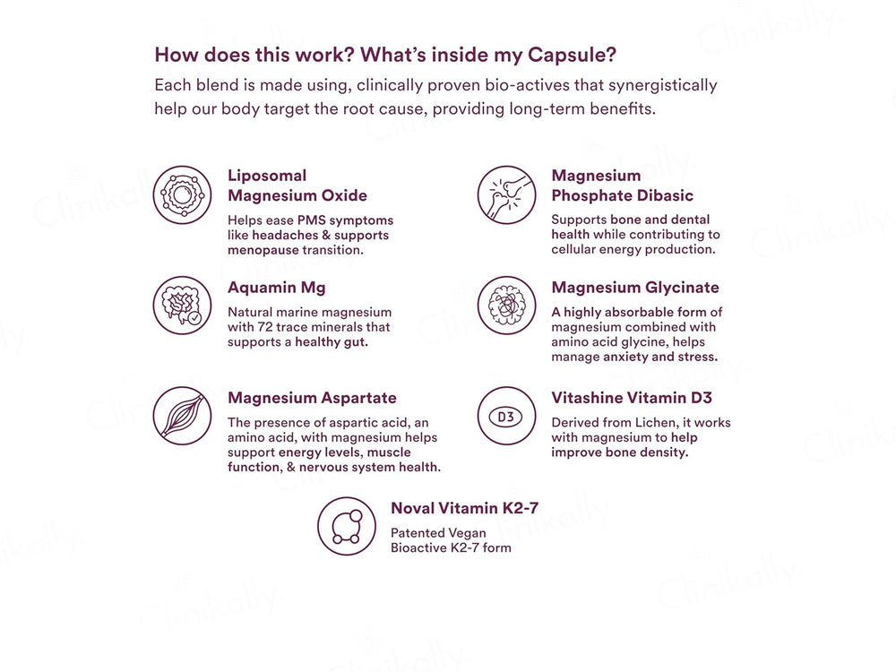 Origins Nutra Magnesium + D3 + K2 Health Supplement Capsule For Women