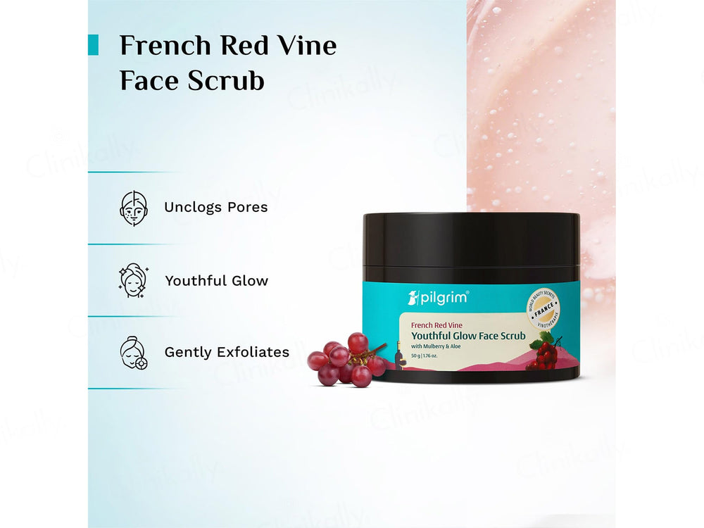 Pilgrim French Red Vine Youthful Glow Face Scrub