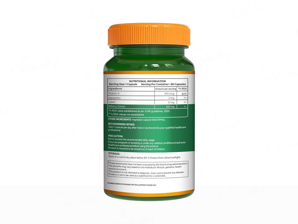 Pure Nutrition Eye Care+ With Lutein, Zeaxanthin, Vitamin A & Bilberry Veg Capsule