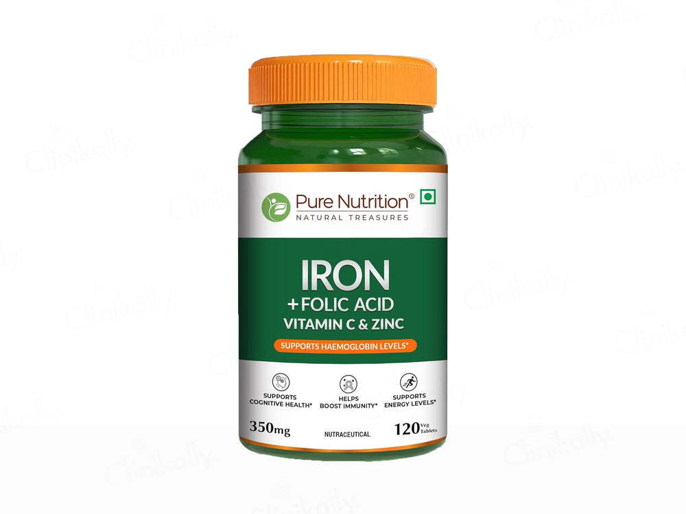 Pure Nutrition Iron With Folic Acid, Vitamin C & Zinc Veg Tablet