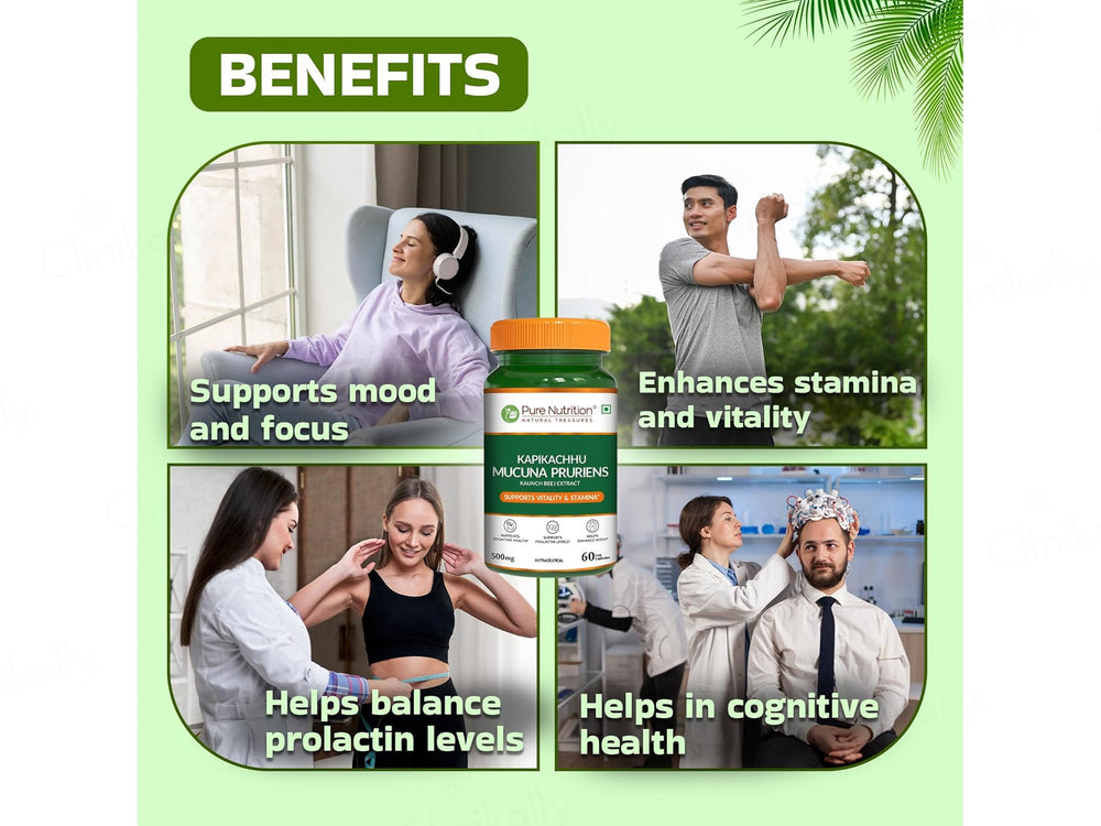 Pure Nutrition Kapikachhu Mucuna Pruriens 500mg Veg Capsule