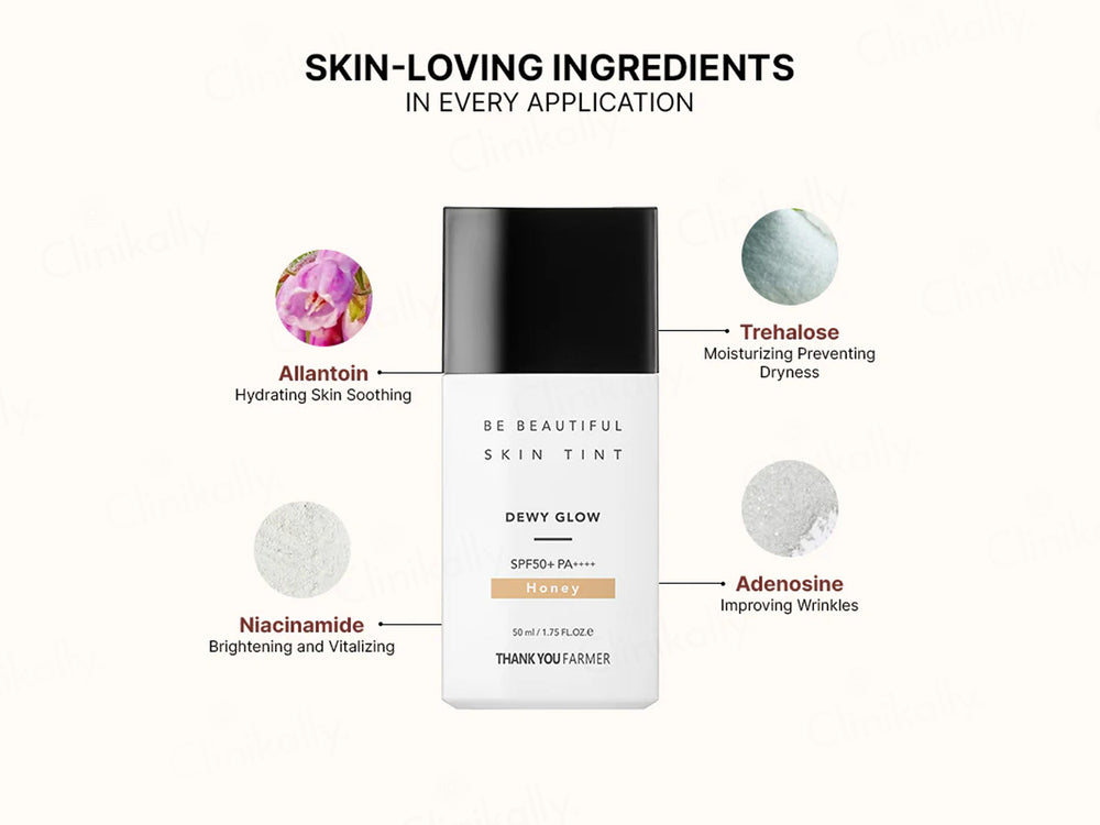 Thank You Farmer Be Beautiful Skin Tint Dewy Glow Moisturiser Sunscreen SPF 50 PA++++ (Honey)