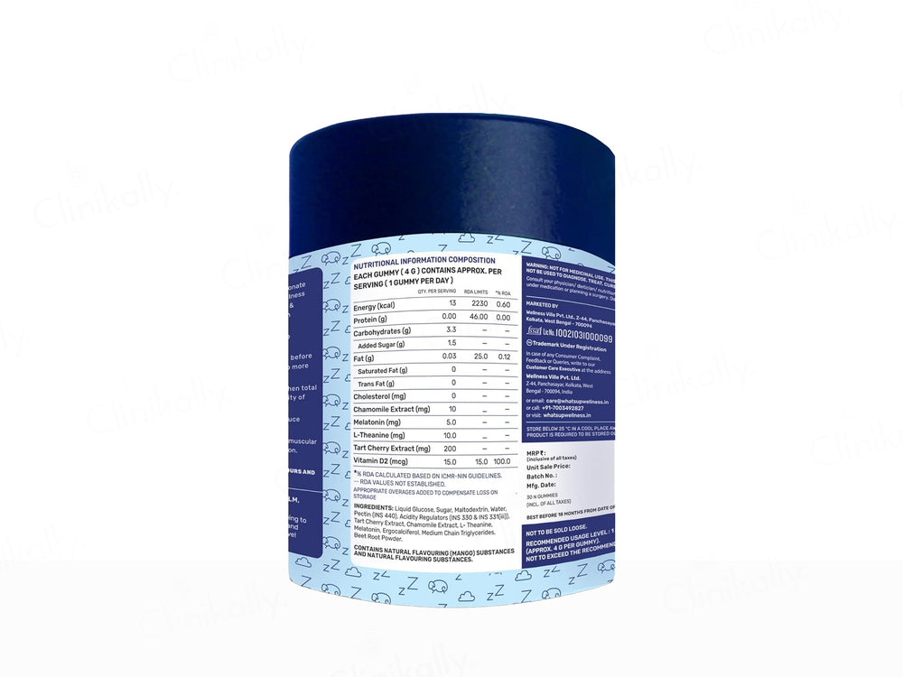What's Up Wellness Sleep Nutraceutical Gummies - Mango Flavour
