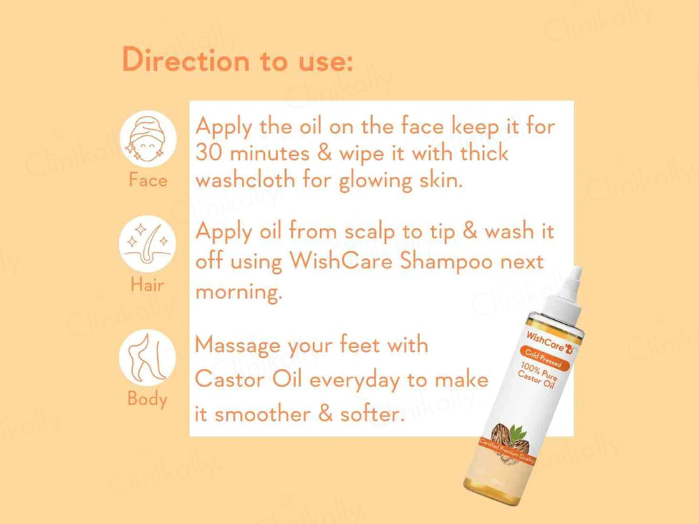 WishCare Cold Pressed 100% Pure Castor Oil